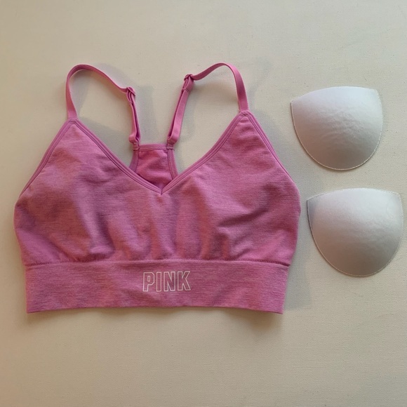 2 PINK Sports Bras Ultimate Victoria's Secret Black and Pink Sz S - Picture 2 of 15